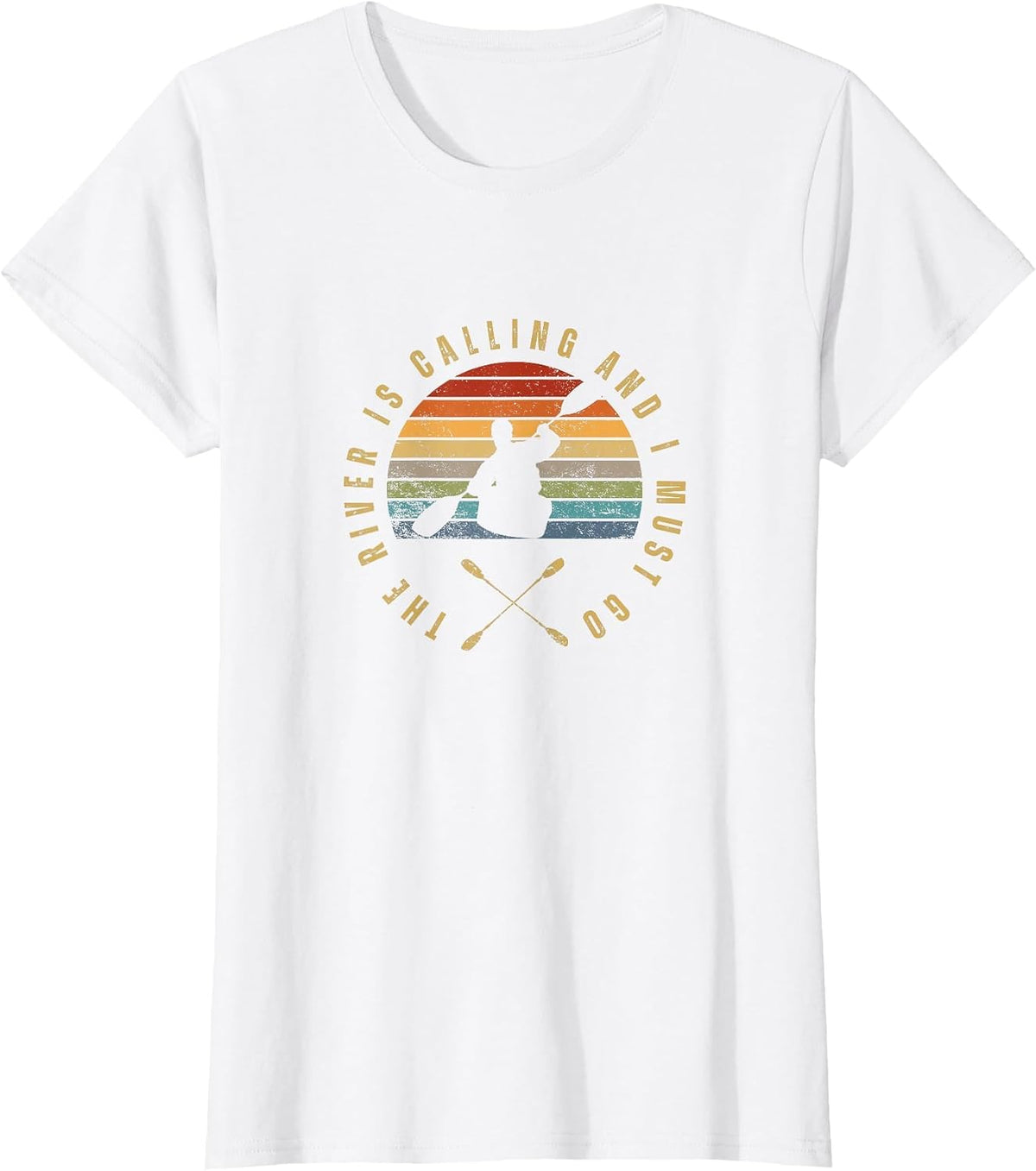 The River is Calling Funny Kayaking T-Shirt - White