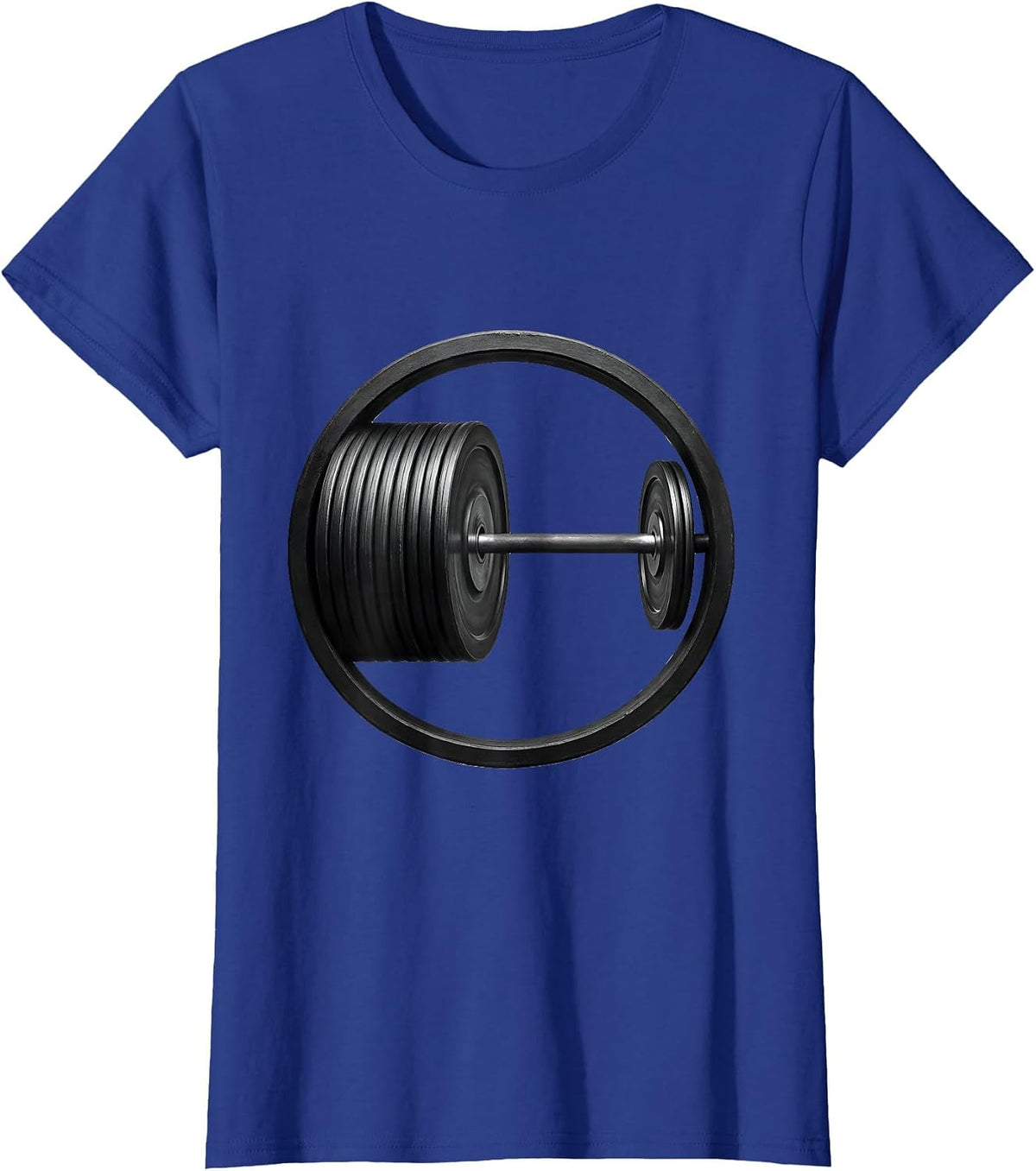 Women's Barbell Plate Imbalance Minimalist Gym Humor Weightlifting T-Shirt - Royal Blue