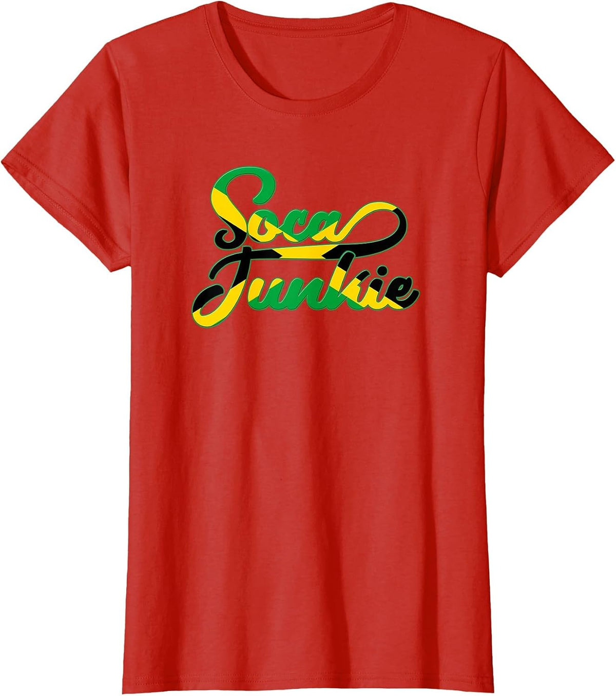 Soca Junkie Jamaican Flag Colors Jamaica Caribbean Carnival T-Shirt - Red