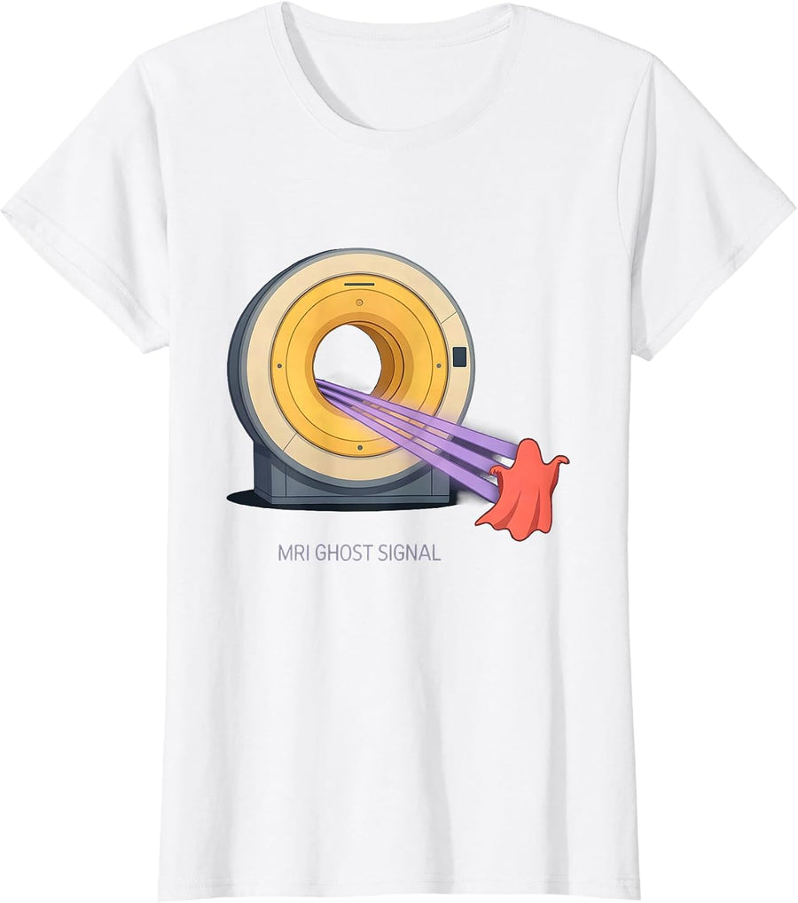 Women's MRI Ghost Signal Funny Radiology Tech Halloween Humor T-Shirt - White