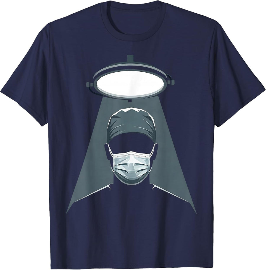 Surgeon Under Operating Light Emergency Graphic T-Shirt - Navy Blue