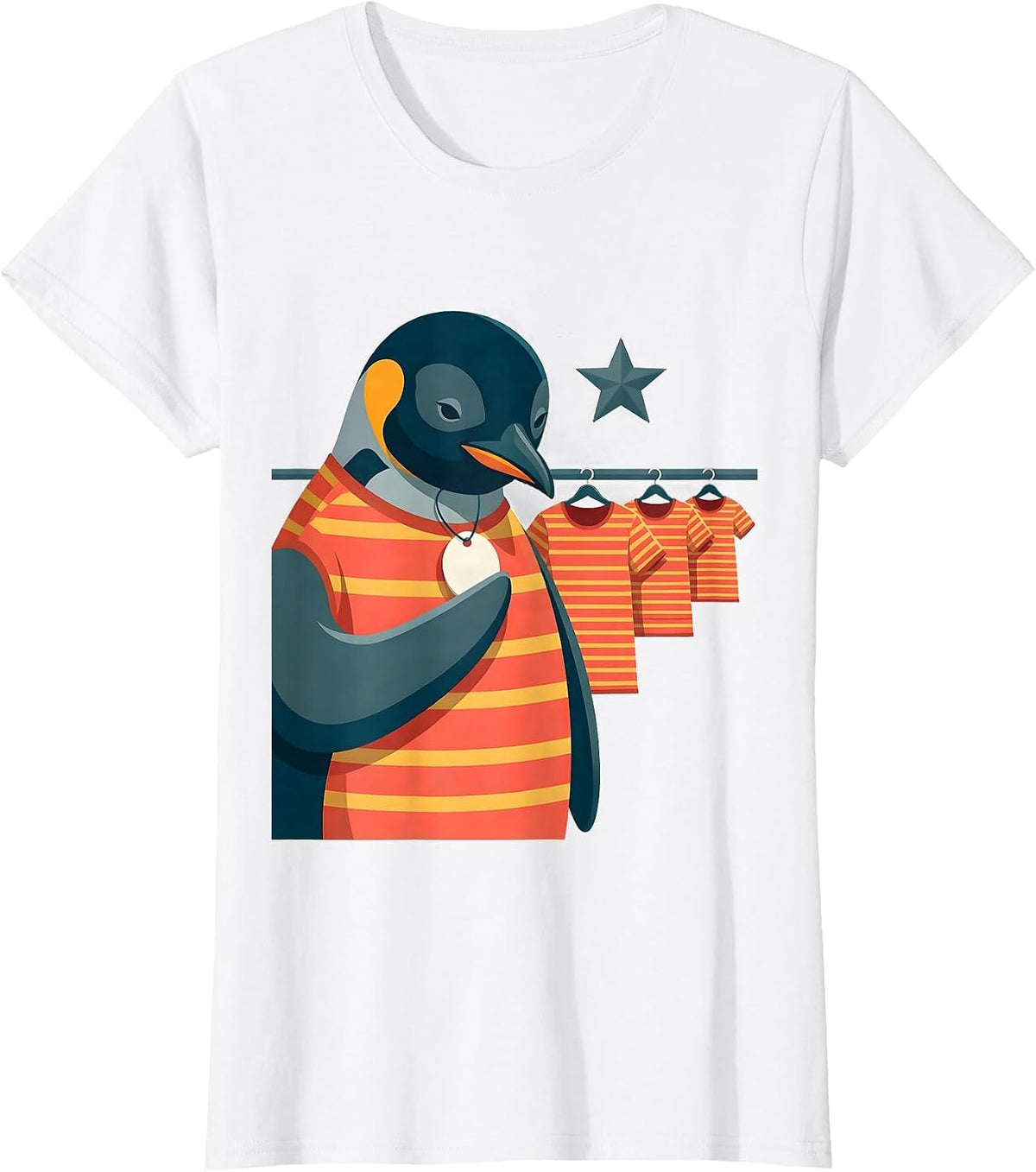 Women's Penguin Lover Christmas Pajama Flat Vector Holiday Humor T-Shirt - White
