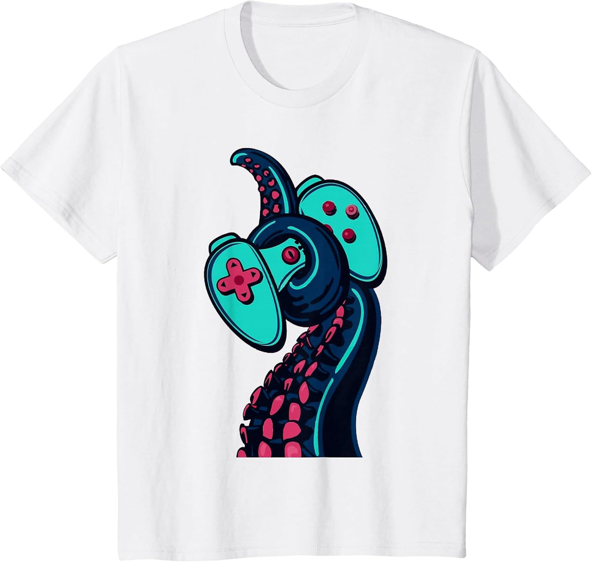 Cool Gamer Octopus Game Players T-Shirt - White