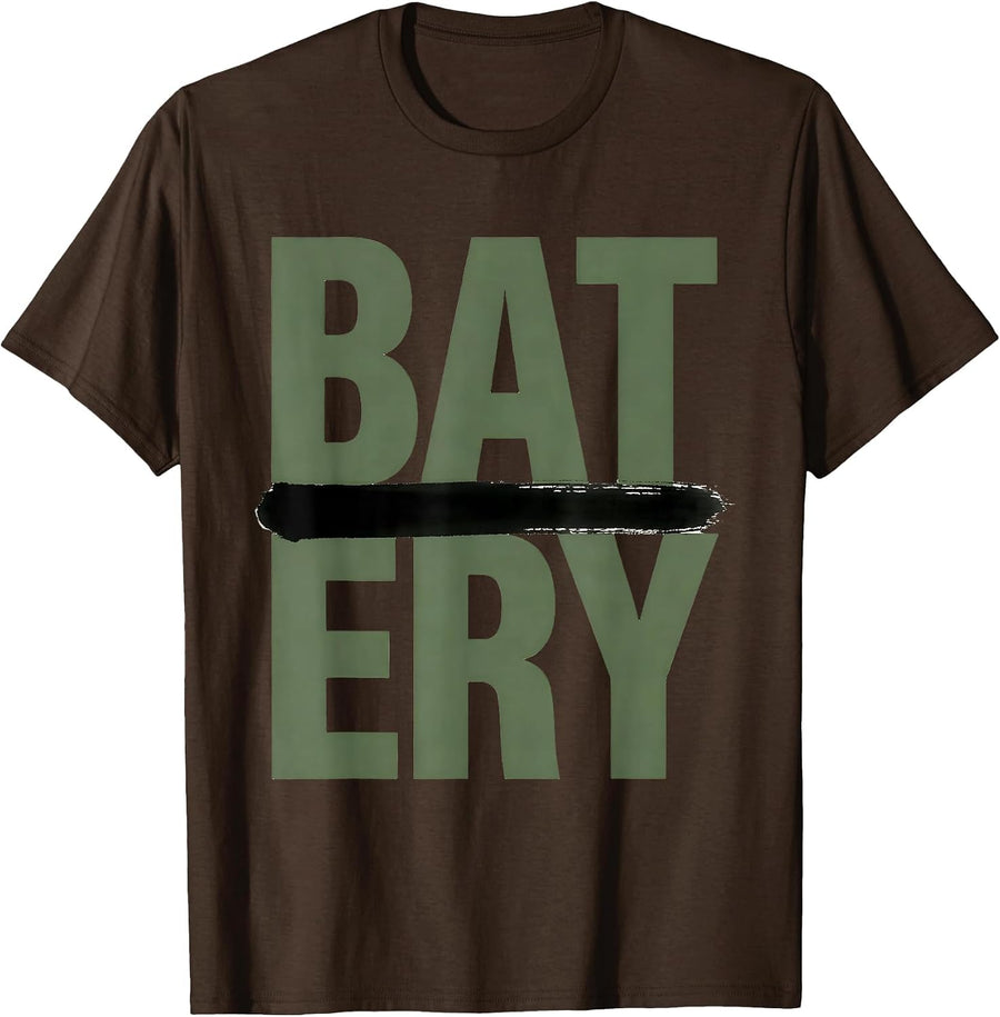 Bat-ery Minimalist Dyslexia Teacher Humor SPED Specialist T-Shirt - Brown