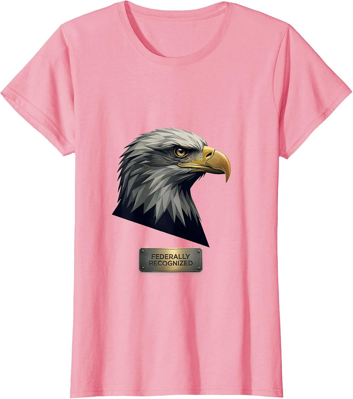 Women's Federally Recognized Editorial Conceptual Bald Eagle Mascot T-Shirt - Pink