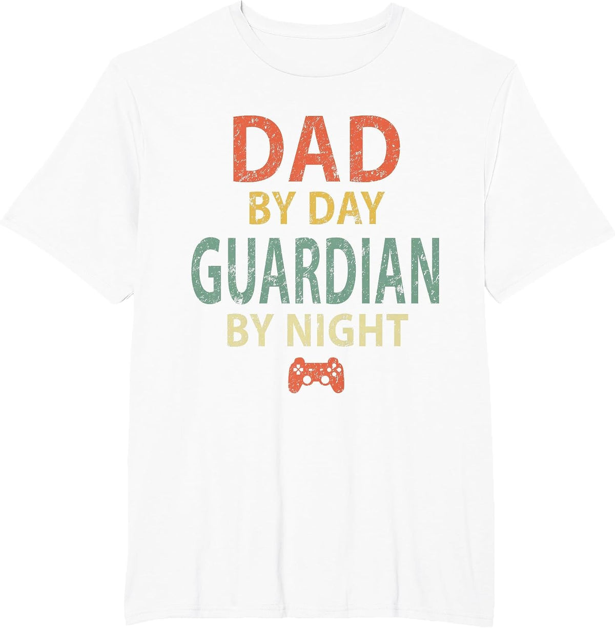 Gamer Dad Shirt. Dad by Day Guardian By Night Gaming T-Shirt - White
