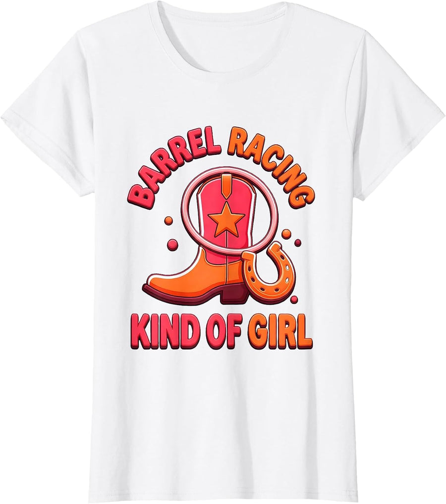 Women's Barrel Racing Kind Of Girl Cowgirl Design T-Shirt - White