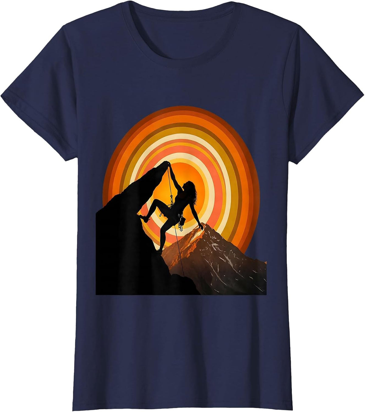 Women's Rock Climber Summit Reach Graphic Design T-Shirt - Navy Blue