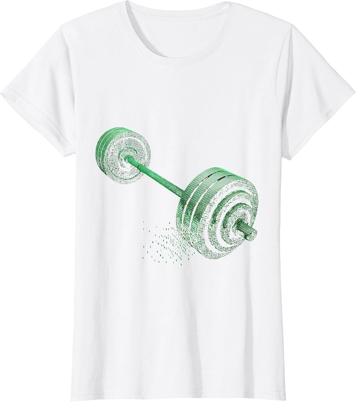 Barbell Glyph Art Gym Humor Weightlifting T-Shirt - White