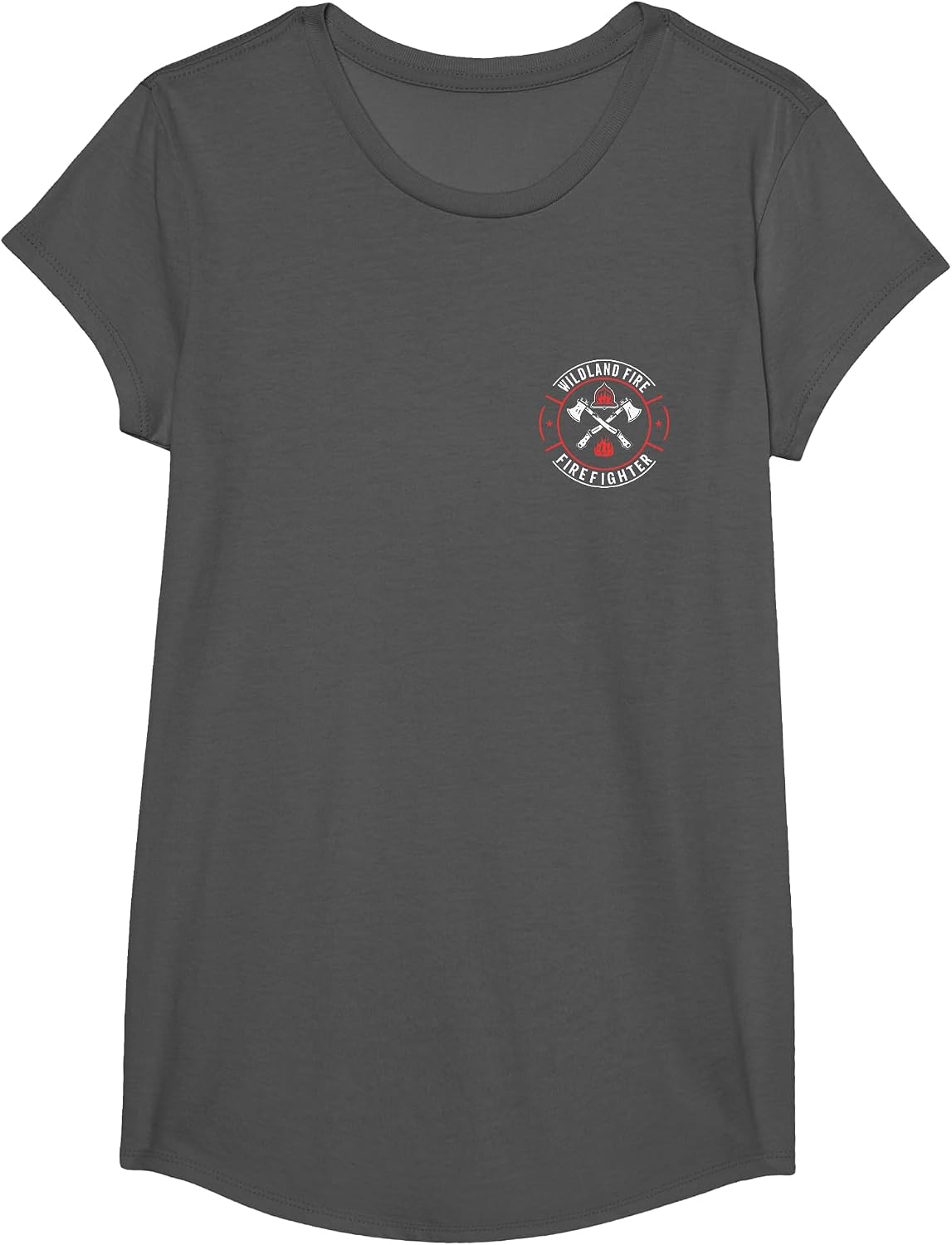Wildland Firefighting Emblem Quote Wildland Fire Firefighter T-Shirt - Girls Asphalt Grey