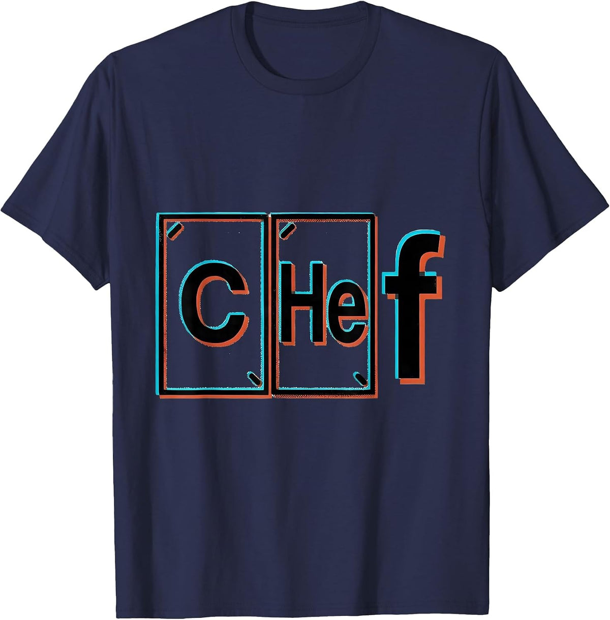 Men's CHEf Funny Science Nerd Periodic Table Element Pun T-Shirt - Navy Blue