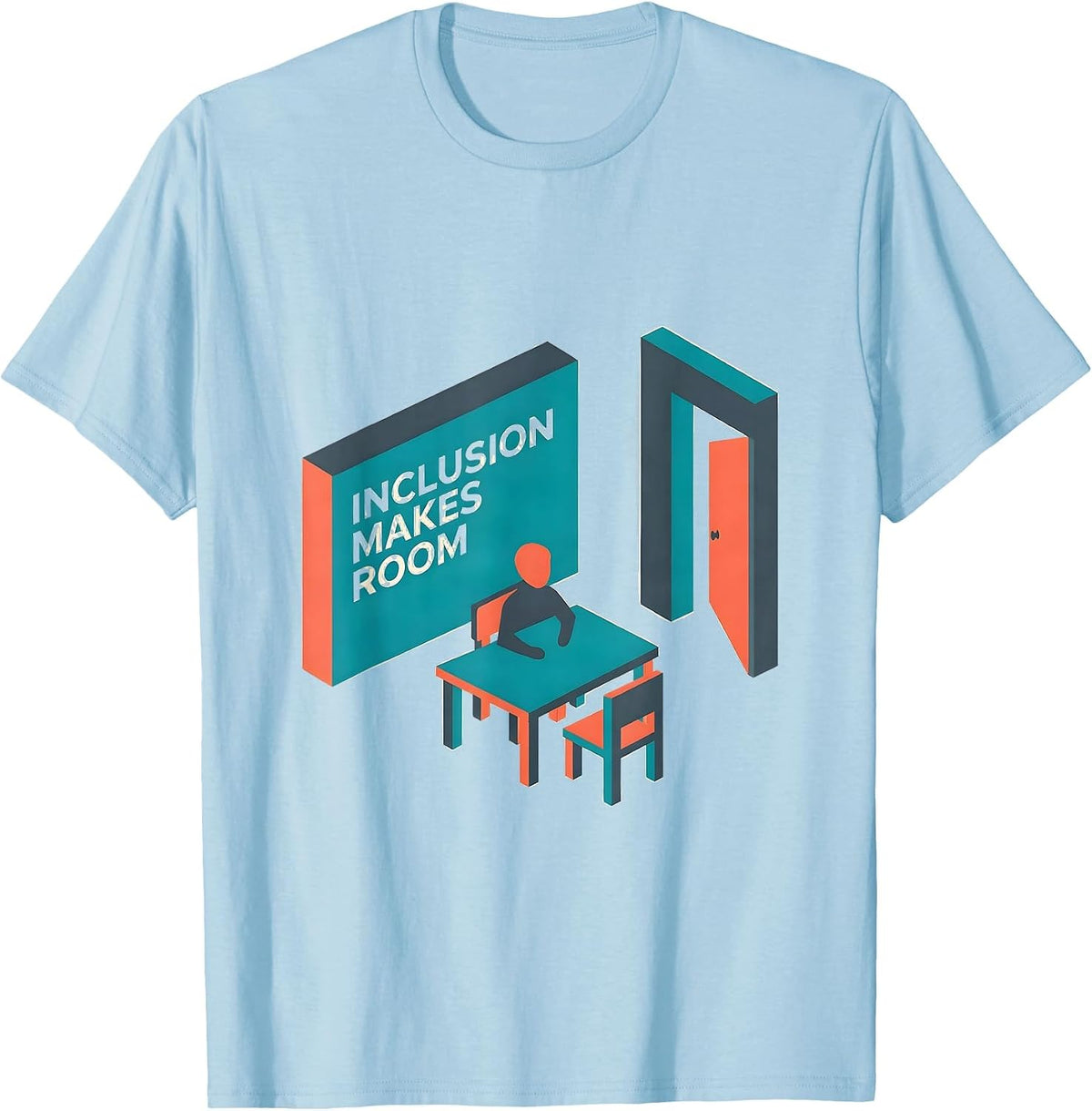 Men's Inclusion Makes Room Special Education Teacher Autism T-Shirt - Baby Blue