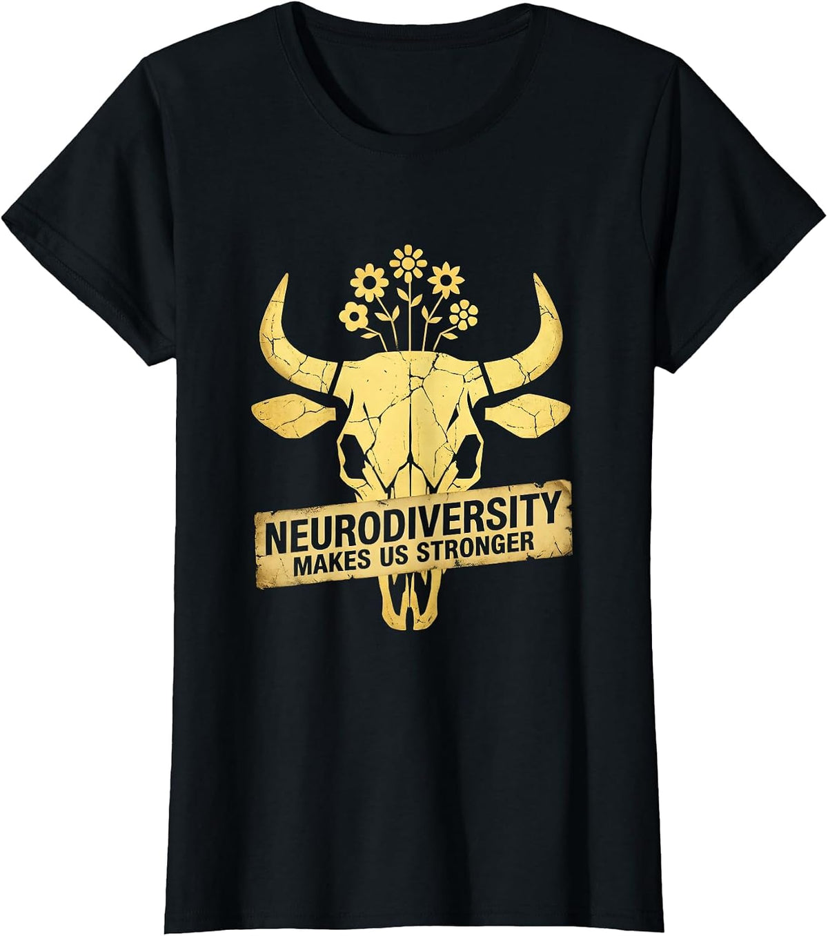 Neurodiversity Makes Us Stronger Autism Design T-Shirt - Black