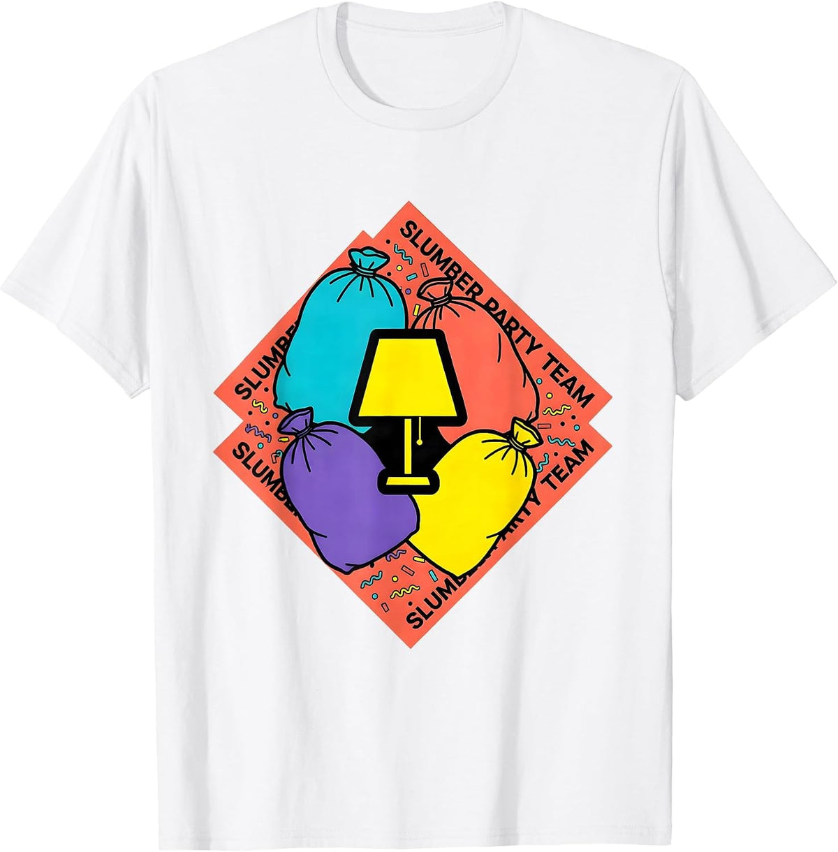 Men's Slumber Party Team Memphis Postmodern Matching Squad T-Shirt - White