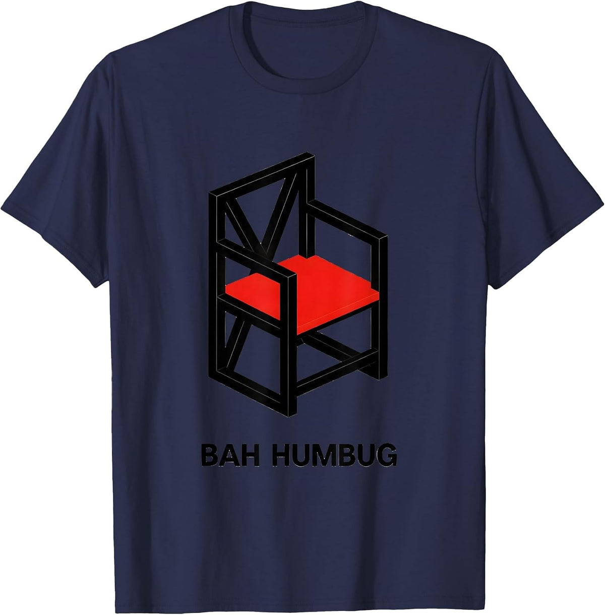 Bah Humbug Vintage Christmas Carol Scrooge Funny Holiday T-Shirt - Navy Blue