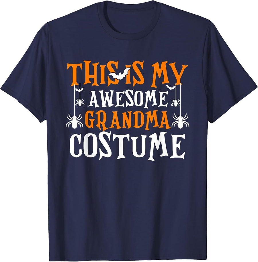 This is My Awesome Grandma Costume Shirt Funny Halloween T-Shirt - Navy Blue
