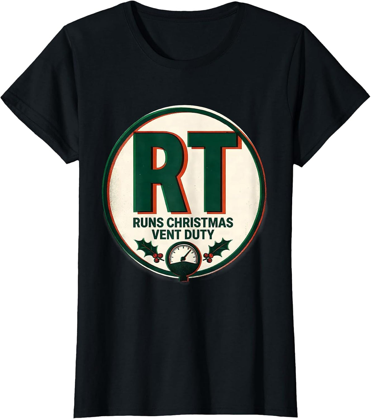 RT Runs Christmas Vent Duty Funny Respiratory Therapist T-Shirt - Black