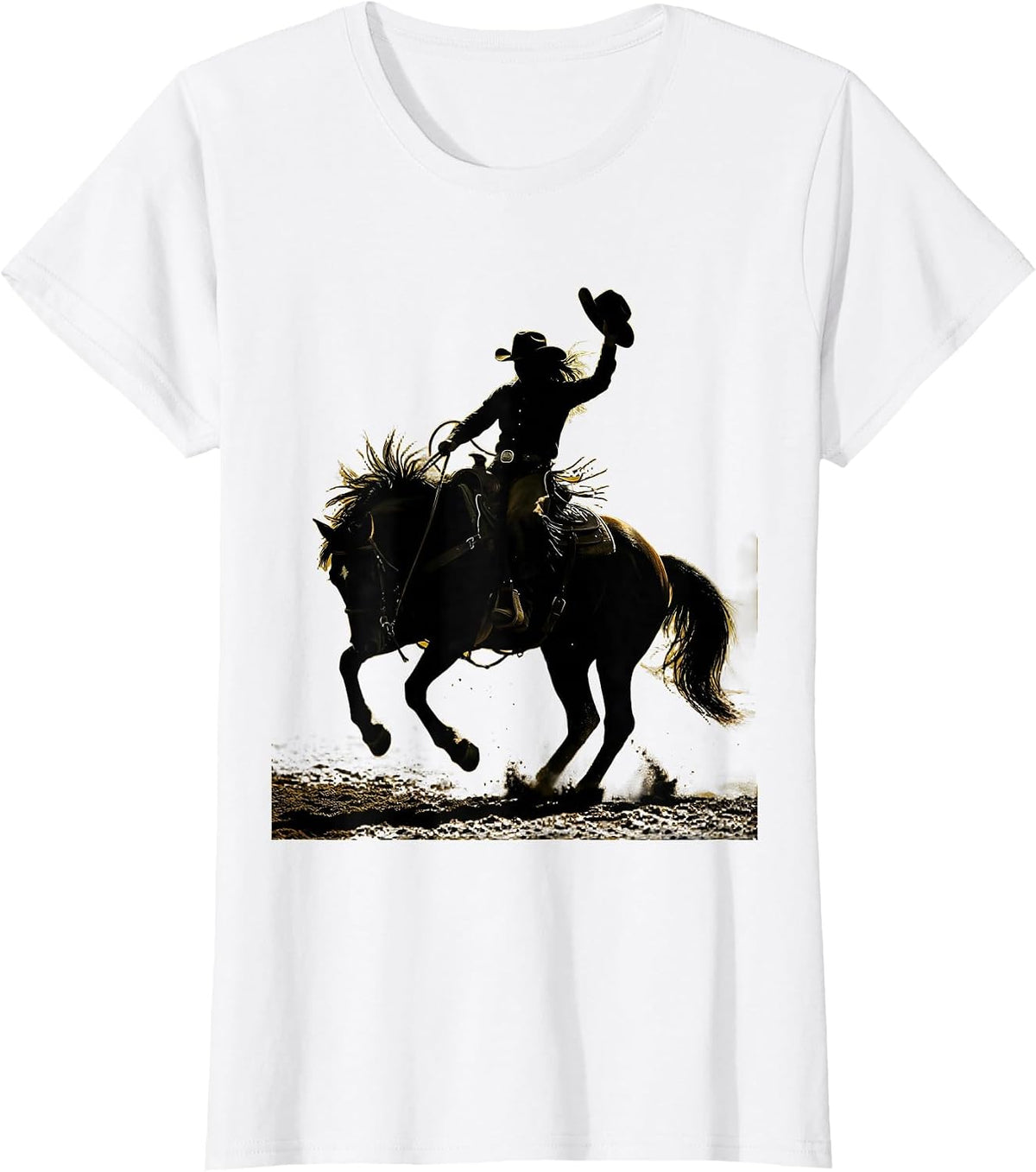 Barrel Racing Cowgirl Rodeo Graphic Tee T-Shirt - White
