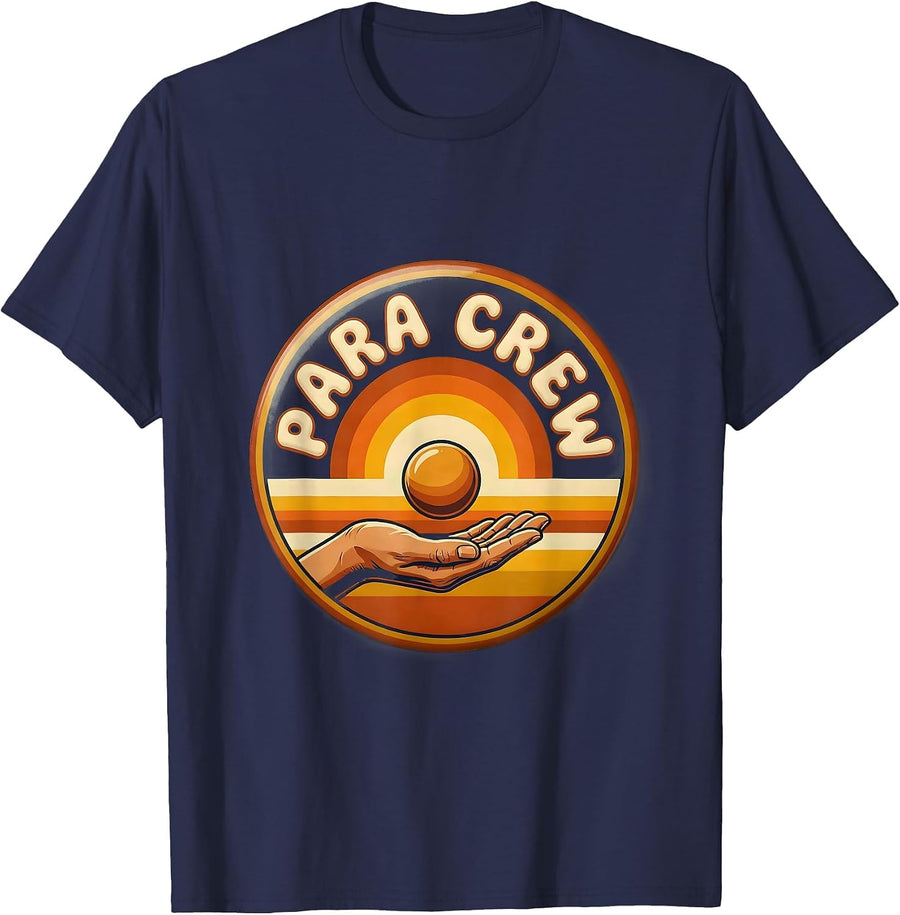 Para Crew Retro 70s School Support Staff Appreciation T-Shirt - Navy Blue