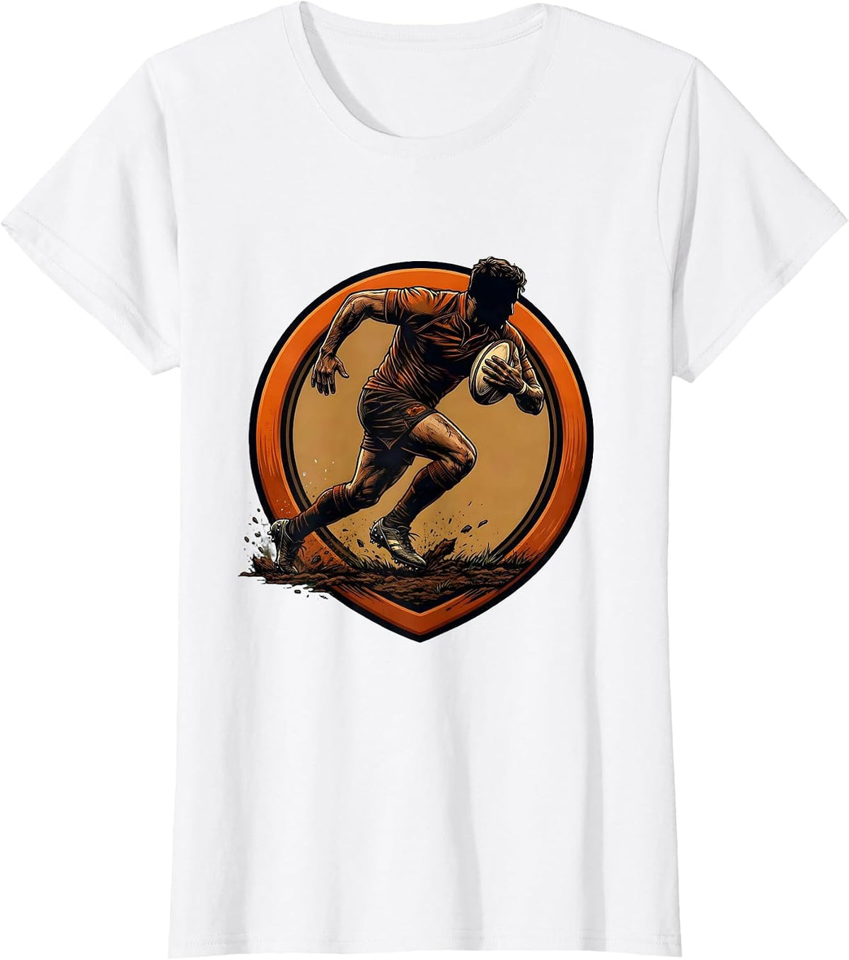Women's Rugby Sprint Graphic - Ball Carrier in Full Stride T-Shirt - White