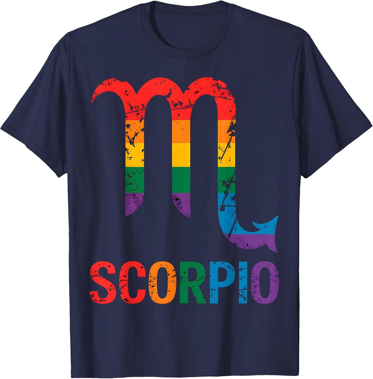 Scorpio LGBT Pride Zodiac Sign T-Shirt - Navy Blue