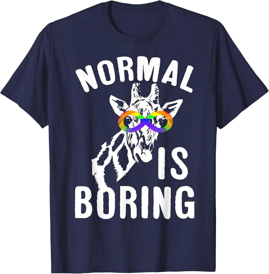 Autism Awareness Shirts Normal is Boring Infinity Symbol T-Shirt - Navy Blue