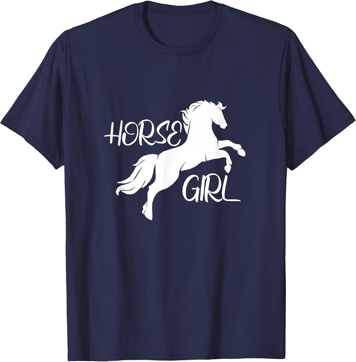 I Love Horses Funny Equestrian Horse Girl T-Shirt - Navy Blue
