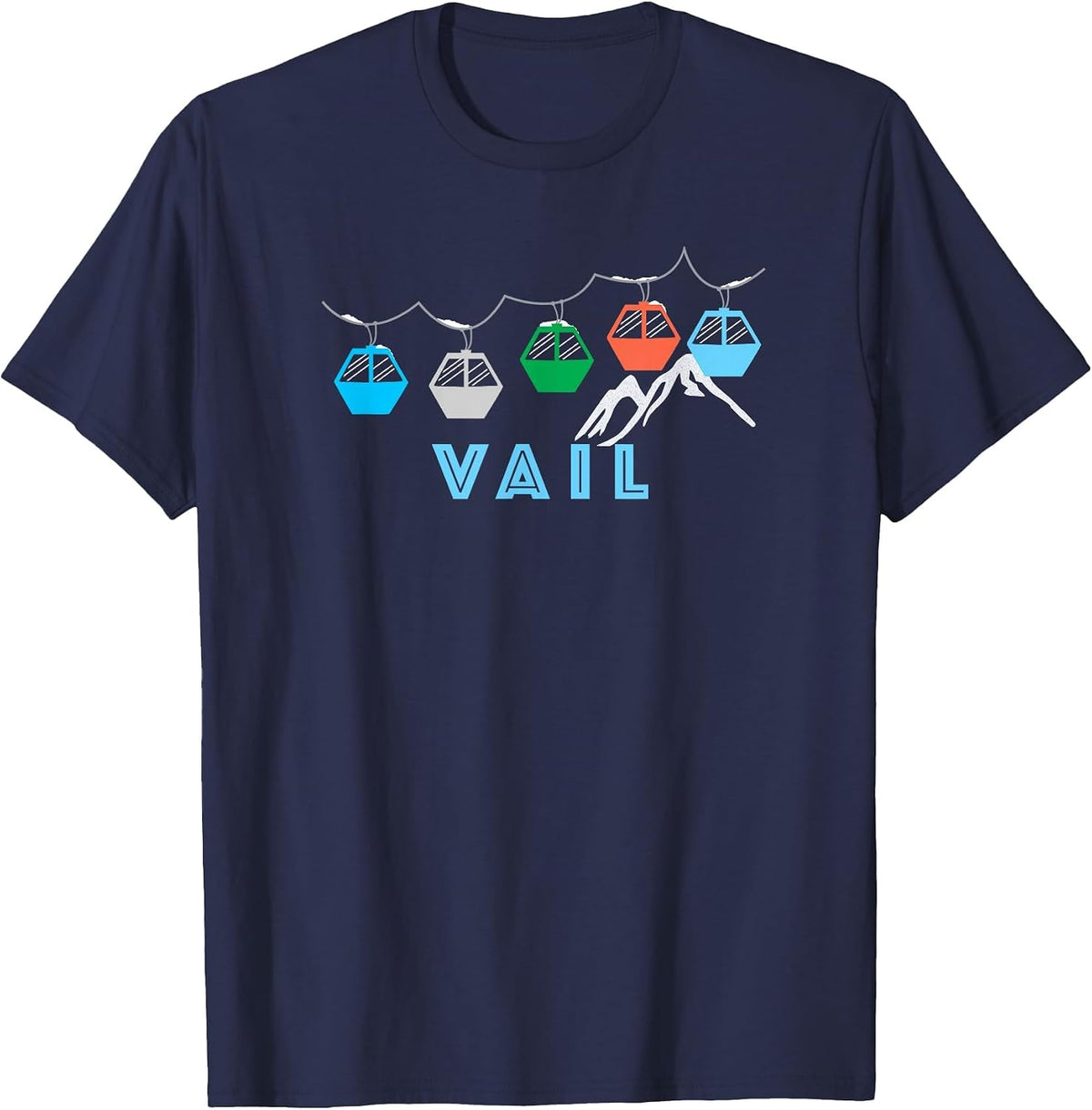 Vail Ski Mountain Gondola - Vail, Colorado T-Shirt - Navy Blue