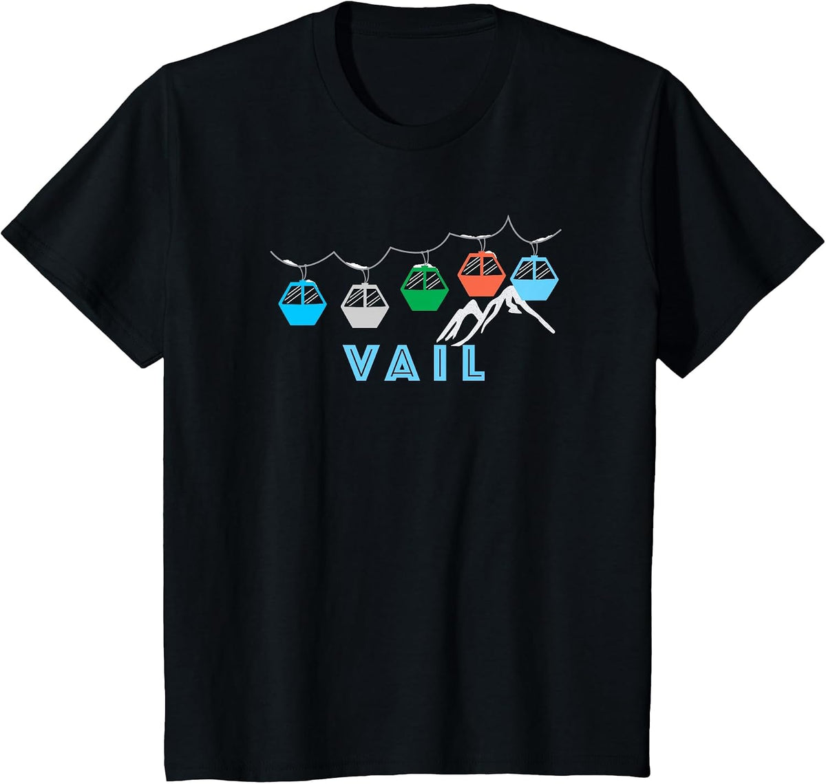 Vail Ski Mountain Gondola - Vail, Colorado T-Shirt - Black