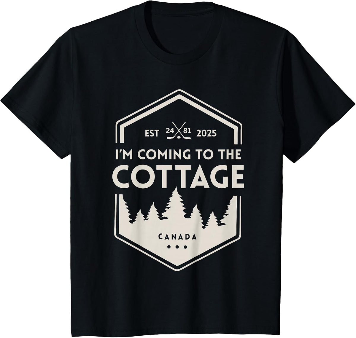Vintage I'm Coming to The Cottage Hockey Romance T-Shirt - Black