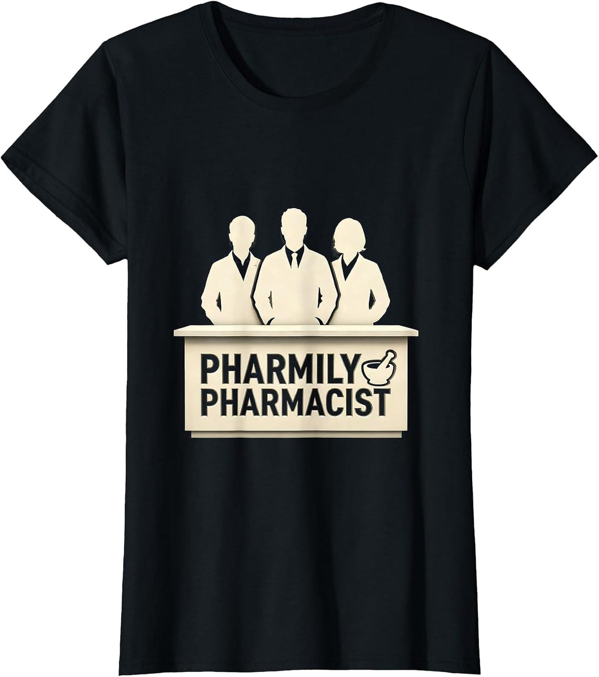Women's Pharmily Pharmacist Funny Pharmacist Pharmacy Tech Crew T-Shirt - Black