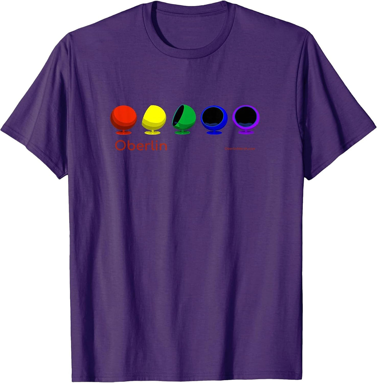 Oberlin Pride! Moon Chairs Original Design in LGBTQ+ Rainbow T-Shirt - Purple