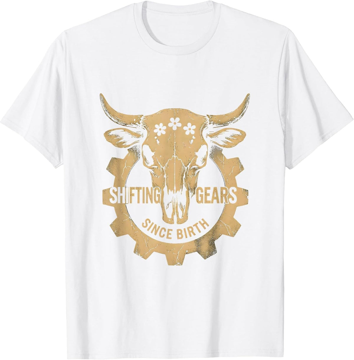 Men's Shifting Gears Since Birth Mechanic Design T-Shirt - White