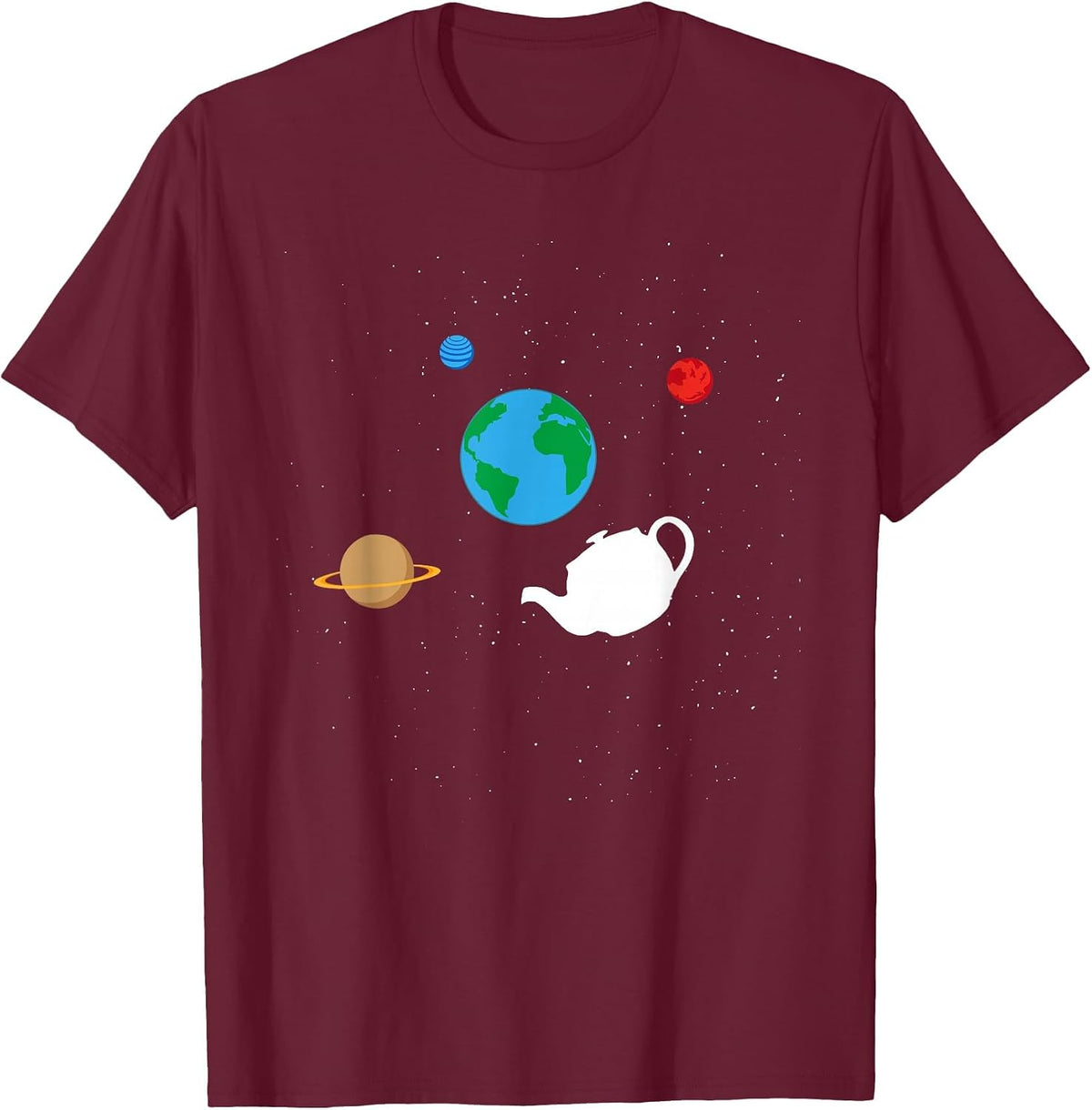 Bertrand Russell - Teapot Metaphor for Philosophers T-Shirt - Burgundy