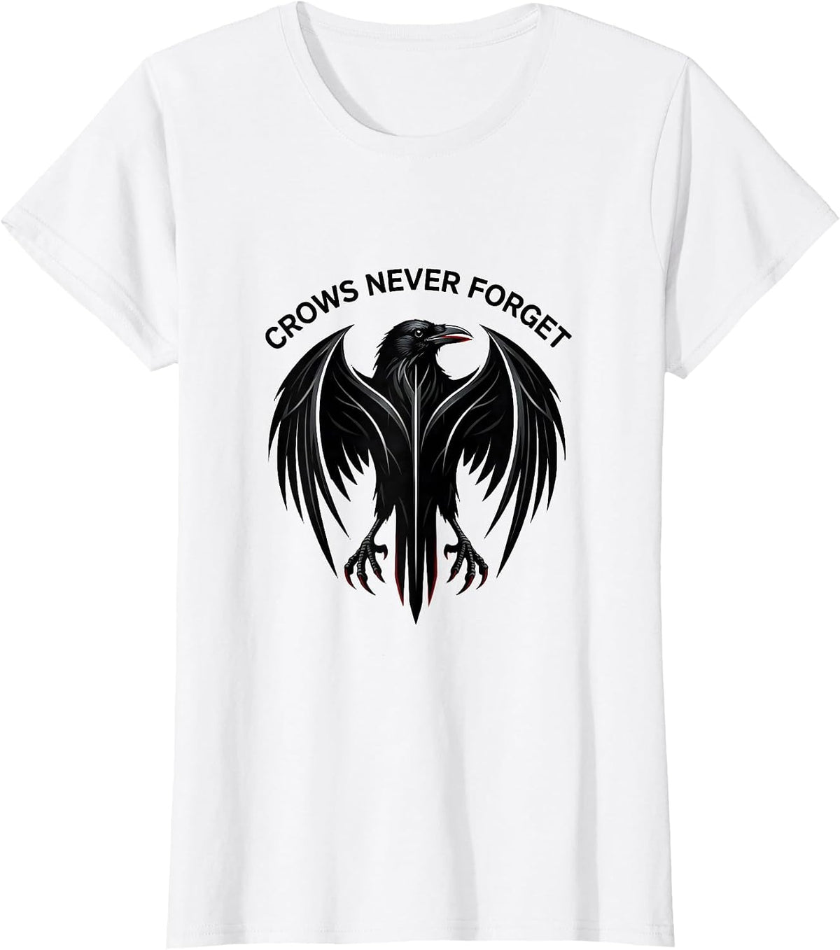 Crows Never Forget Intelligent Bird Design T-Shirt - White