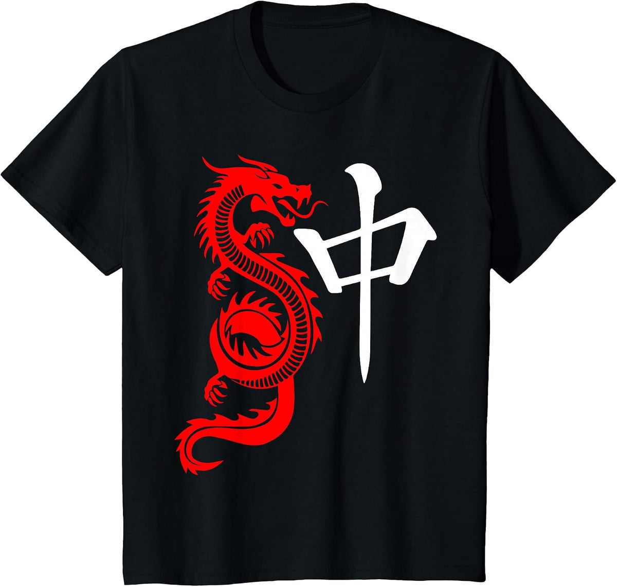 Red Chinese Dragon Tile Mahjong Traditional Chineses Game T-Shirt - Black