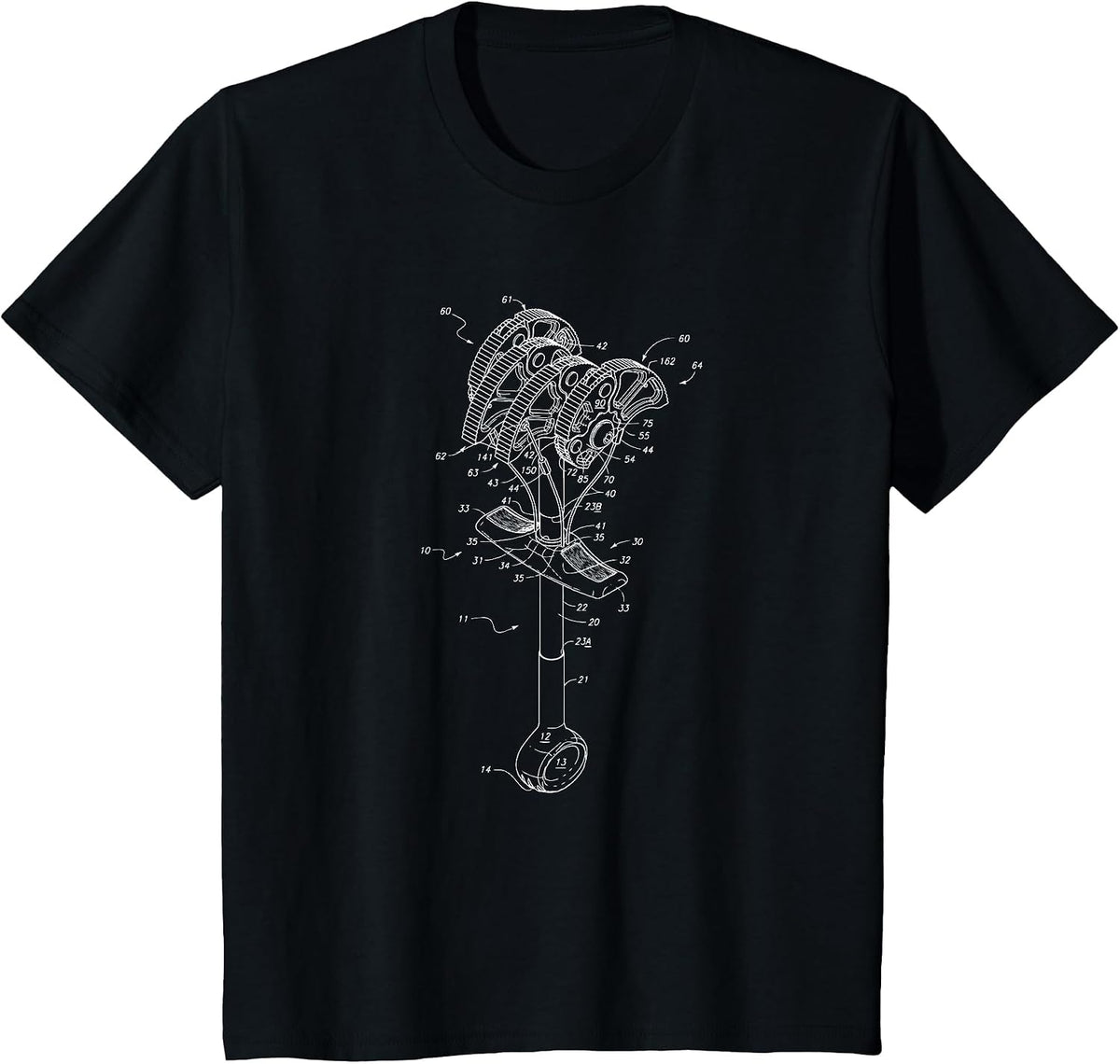 Rock Climbing Cam Anchor Patent Style Blueprint Shirt T-Shirt - Black