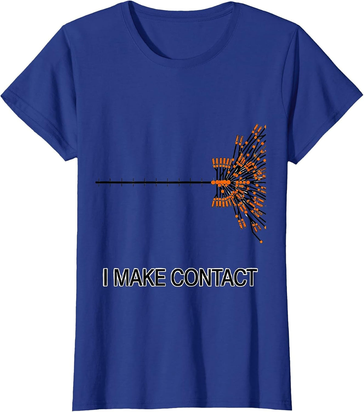 Women's I Make Contact Funny Electrician Trade Pride Lineman Gift T-Shirt - Royal Blue