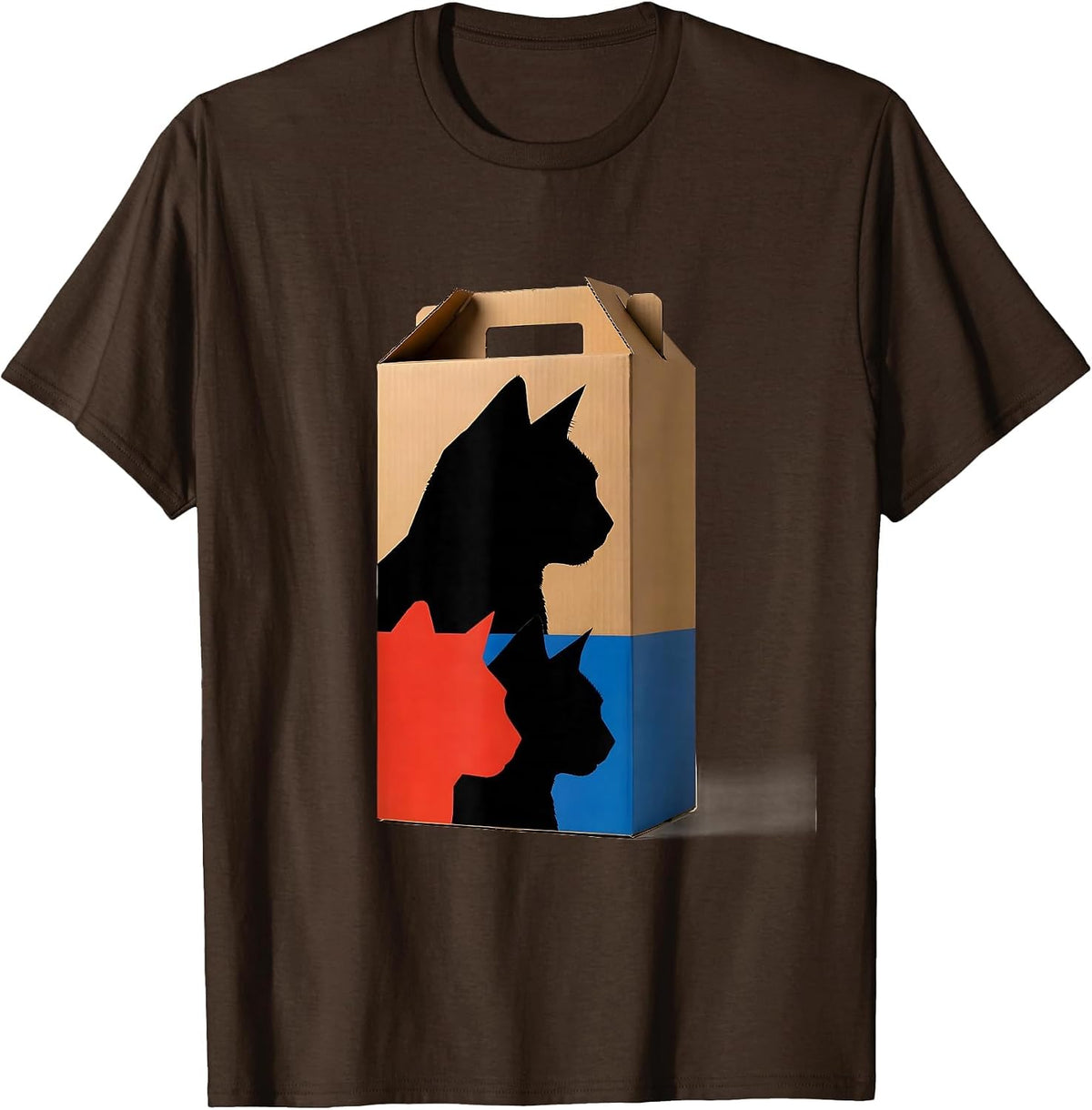 Cat Carton Quantum Physics Humor Science Geek T-Shirt - Brown