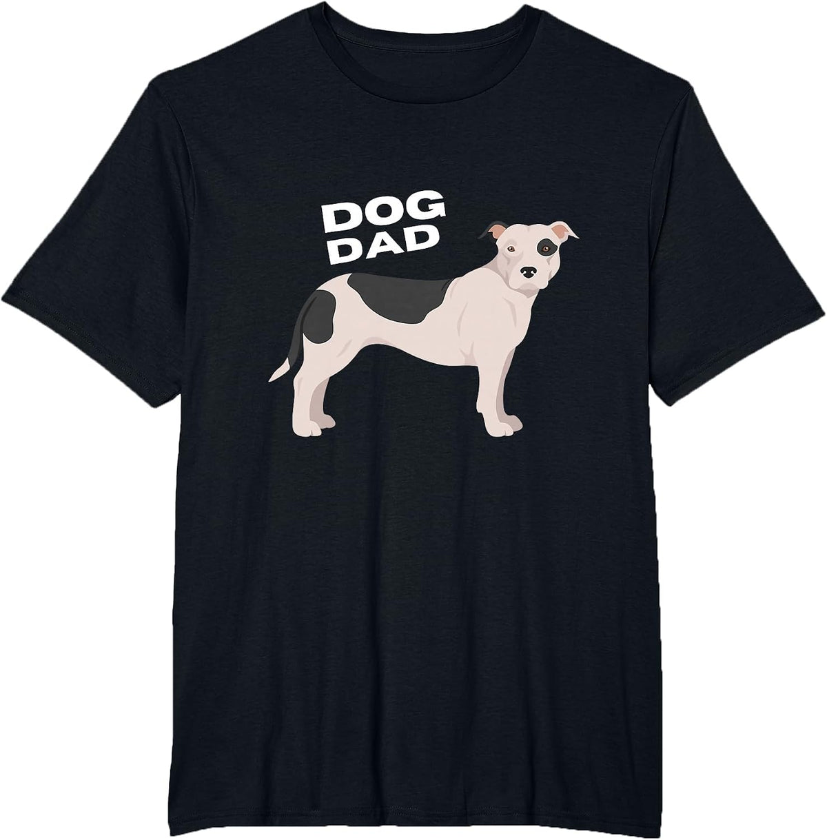 Black & White American Pit Bull Terrier Dog Dad Man T-Shirt - Black