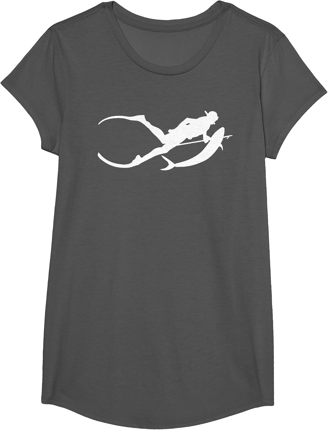 Scuba Diver Silhouette Underwater Diving Lover Graphic T-Shirt - Girls Asphalt Grey