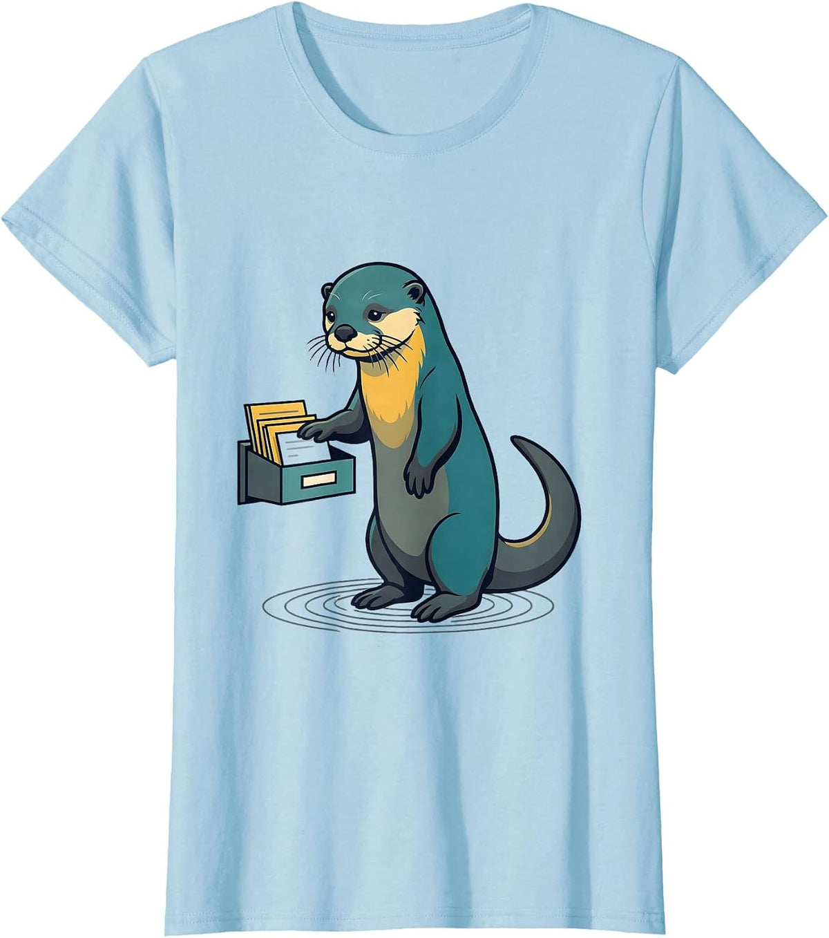 Otter Inbox Tray Flat Vector Funny Sea Animal Lover T-Shirt - Baby Blue