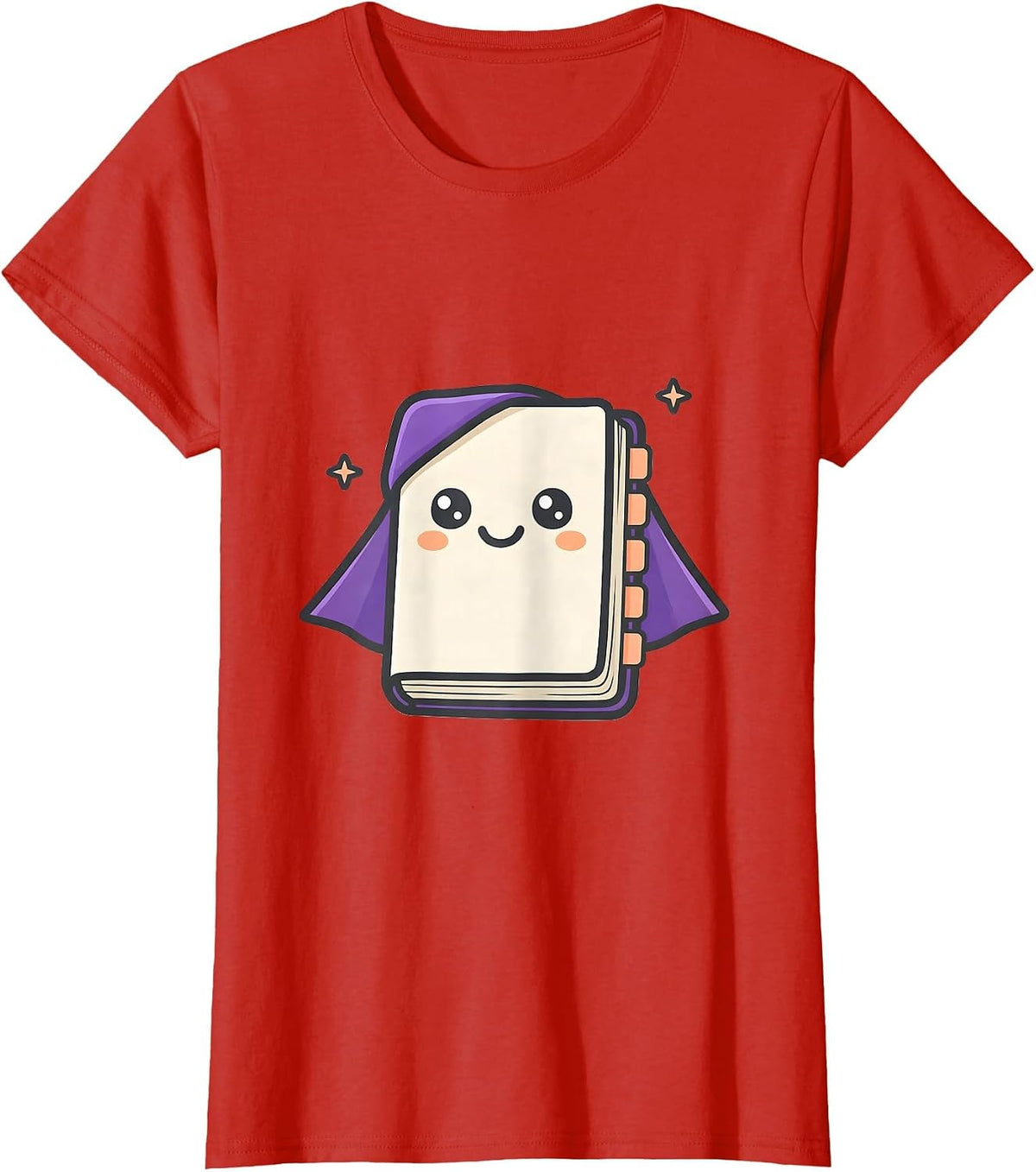 Open Notebook Halloween Teacher Cute Kawaii Witch T-Shirt - Red
