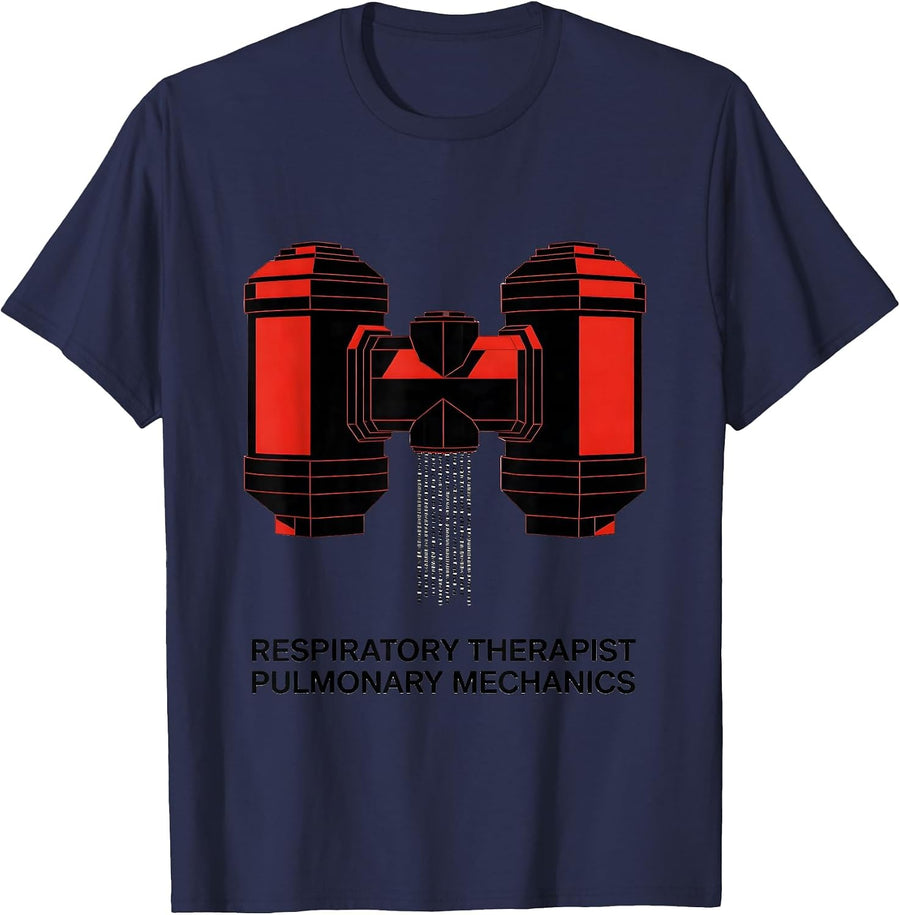 Respiratory Therapist Pulmonary Mechanics RT T-Shirt - Navy Blue