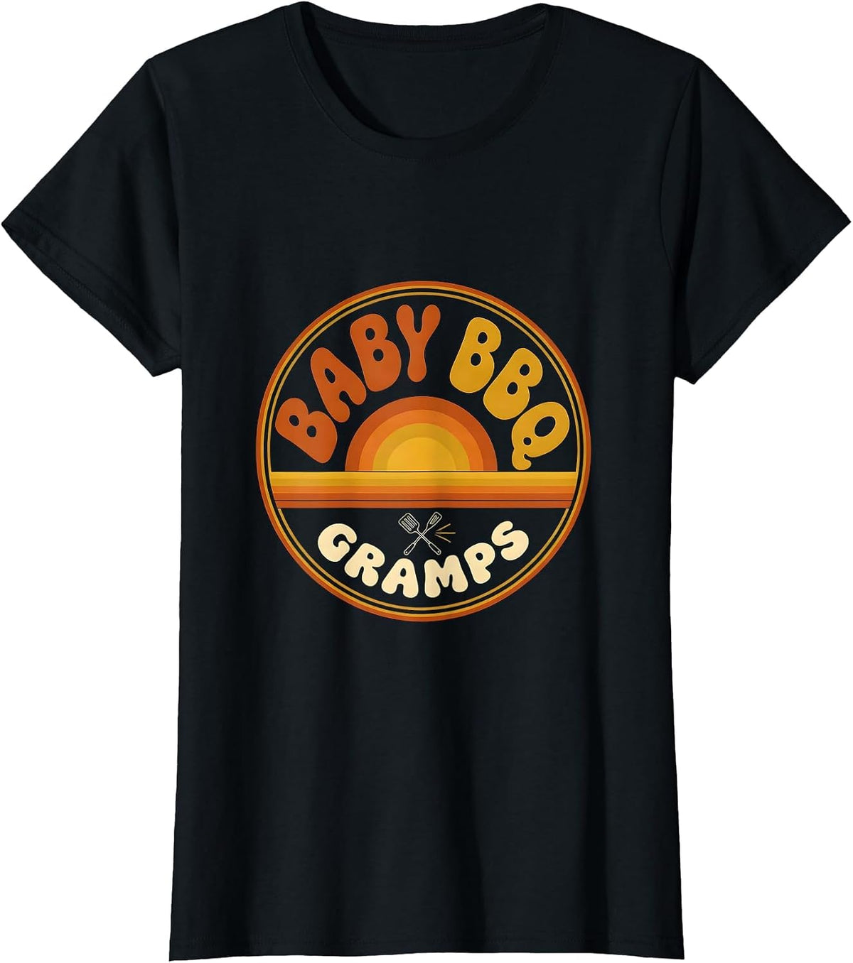 Women's Baby BBQ Gramps Retro 70s Family Matching Party T-Shirt - Black