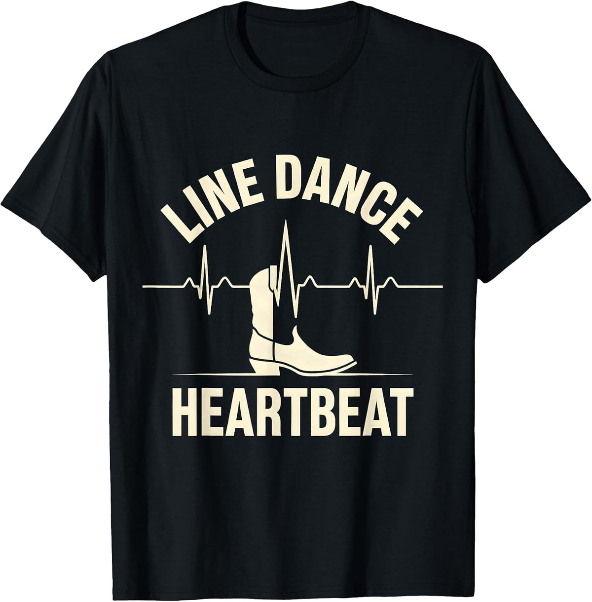 Men's Line Dance Heartbeat EKG Pulse Line Dancing Hobby Pride T-Shirt - Black