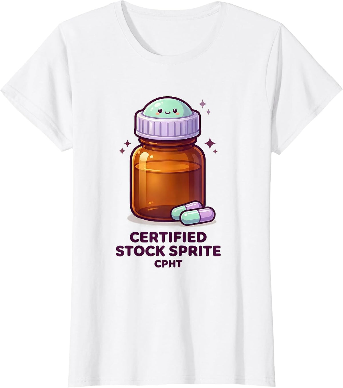 Women's Certified Stock Sprite CPhT Cute Kawaii Pharmacy Tech T-Shirt - White