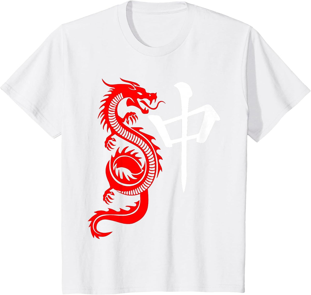 Red Chinese Dragon Tile Mahjong Traditional Chineses Game T-Shirt - White