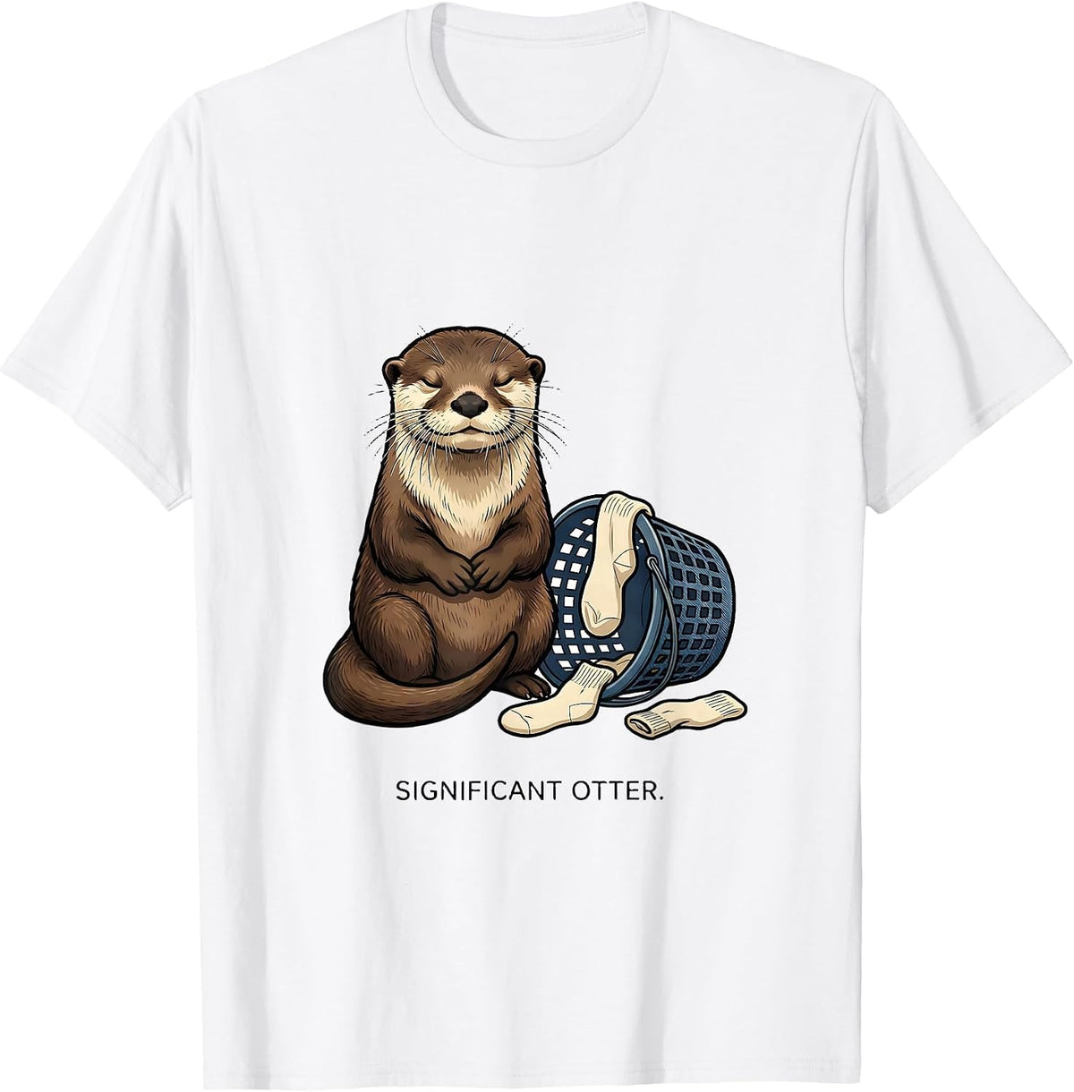 Men's Round Otter Chibi Funny Animal Lover Gift T-Shirt - White