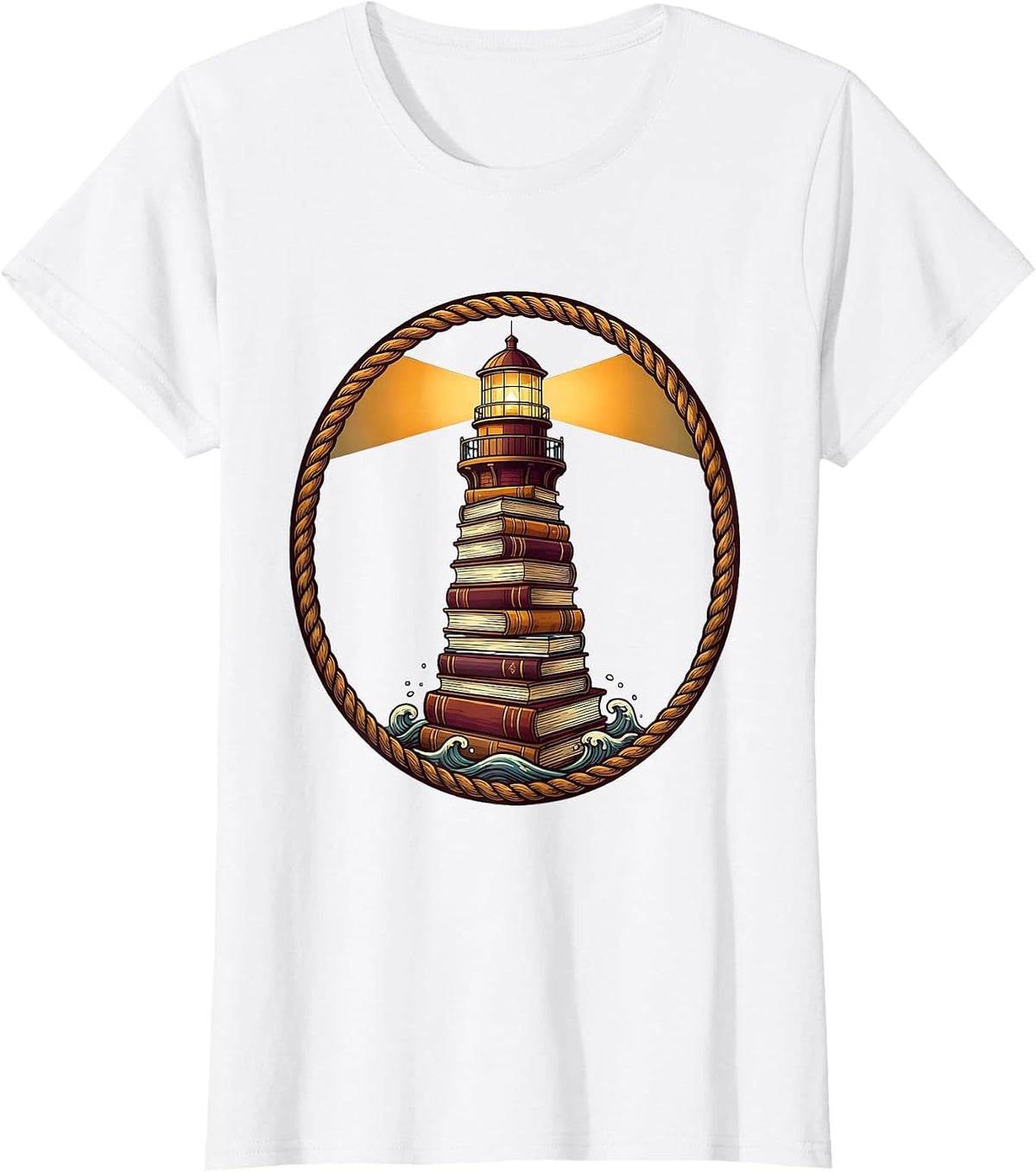 Book Lighthouse Graphic Tee for Teachers T-Shirt - White